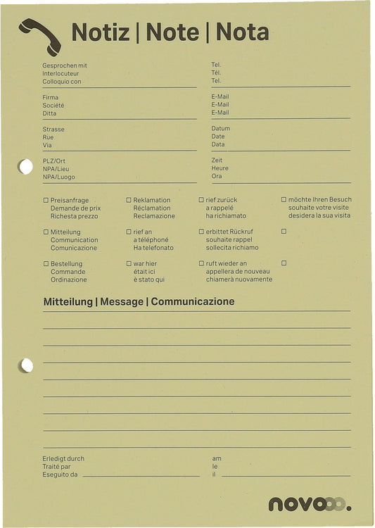 NOVOOO Telefonblock A5 694725 gelb, 65g, 80 Blatt 5 Stück Idealshop