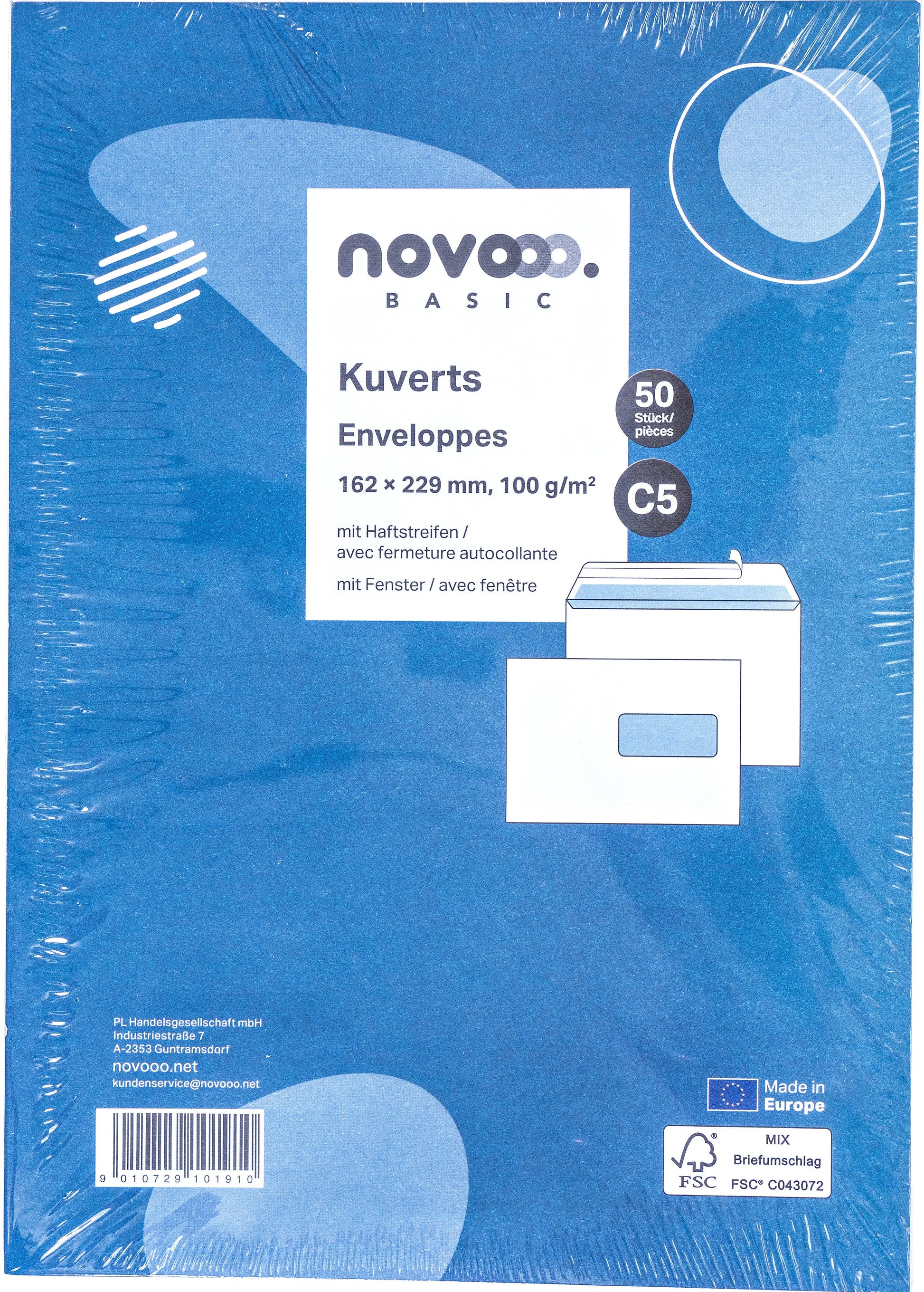 NOVOOO Couvert m/Fenster rechts C5 731515 100g, weiss 50 Stück Idealshop