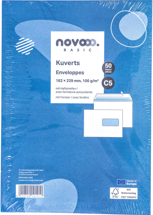 NOVOOO Couvert m/Fenster rechts C5 731515 100g, weiss 50 Stück Idealshop