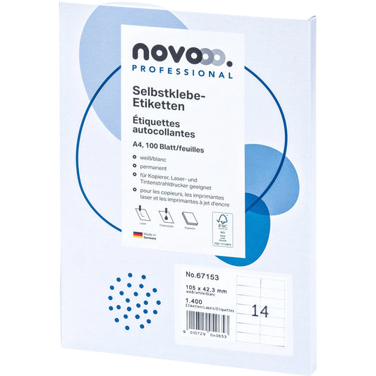 NOVOOO Etiketten 105x42.3 mm 67153 weiss 1400 Stück Idealshop
