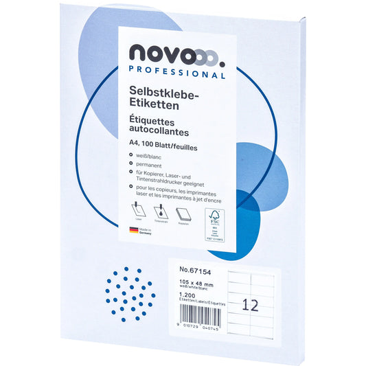 NOVOOO Etiketten 105x48mm 67154 weiss 1200 Stück Idealshop