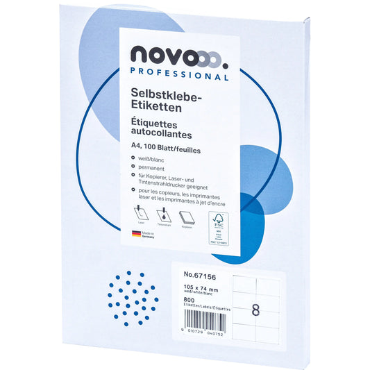 NOVOOO Etiketten 105x74mm 67156 weiss 800 Stück Idealshop