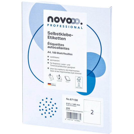 NOVOOO Etiketten 210x148mm 67158 weiss 200 Stück Idealshop