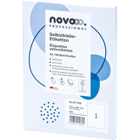 NOVOOO Etiketten 210x297mm 67159 weiss 100 Stück Idealshop