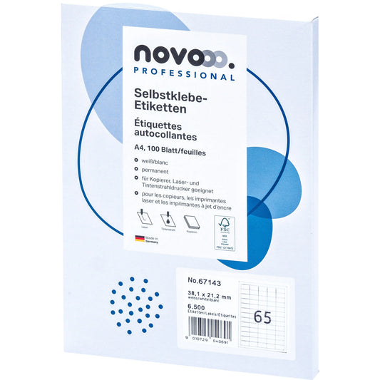 NOVOOO Etiketten 38.1x21.1mm 67143 weiss 6500 Stück Idealshop