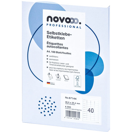 NOVOOO Etiketten 48.5x25.4mm 67144 weiss 4000 Stück Idealshop