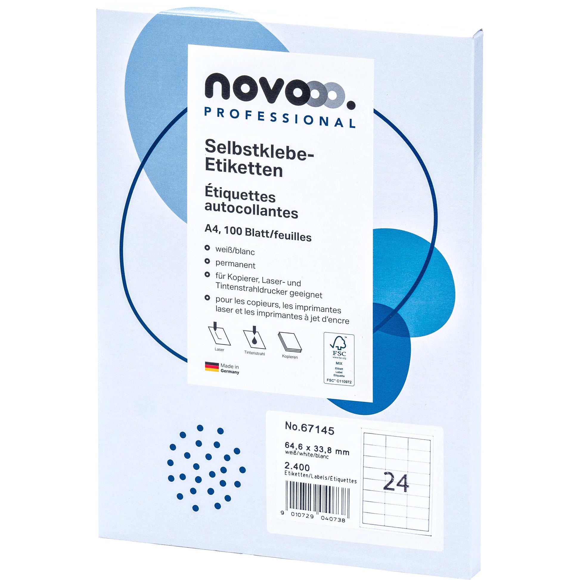 NOVOOO Etiketten 64.6x33.8mm 67145 weiss 2400 Stück Idealshop