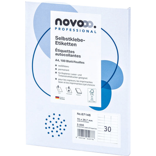 NOVOOO Etiketten 70x29.7mm 67146 weiss 3000 Stück Idealshop