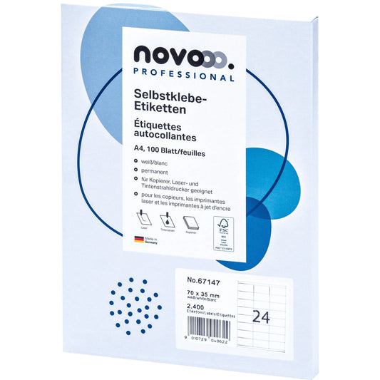 NOVOOO Etiketten 70x35mm 67147 weiss 2400 Stück Idealshop