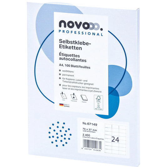 NOVOOO Etiketten 70x37mm 67149 weiss 2400 Stück Idealshop