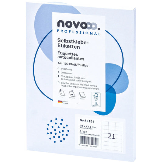 NOVOOO Etiketten 70x42.3mm 67151 weiss 2100 Stück Idealshop
