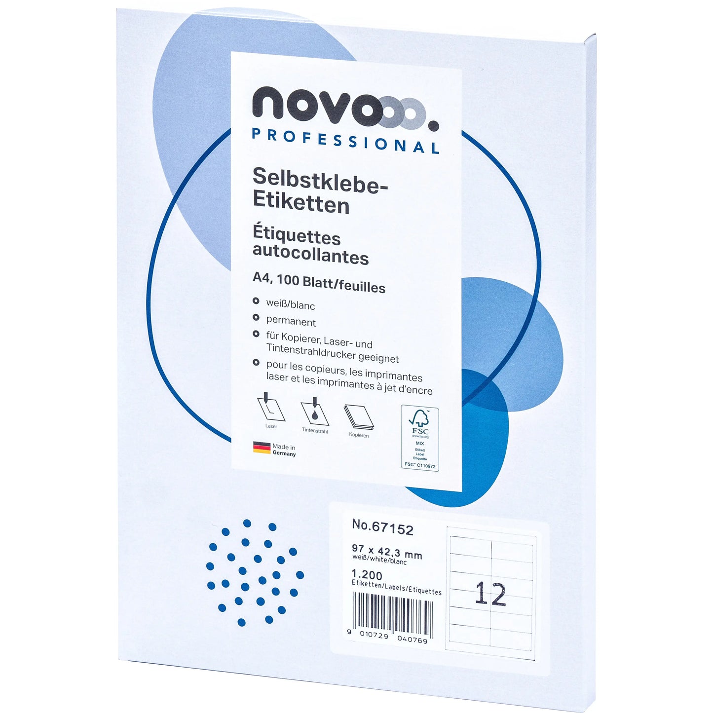 NOVOOO Etiketten 97x42.3mm 67152 weiss 1200 Stück Idealshop