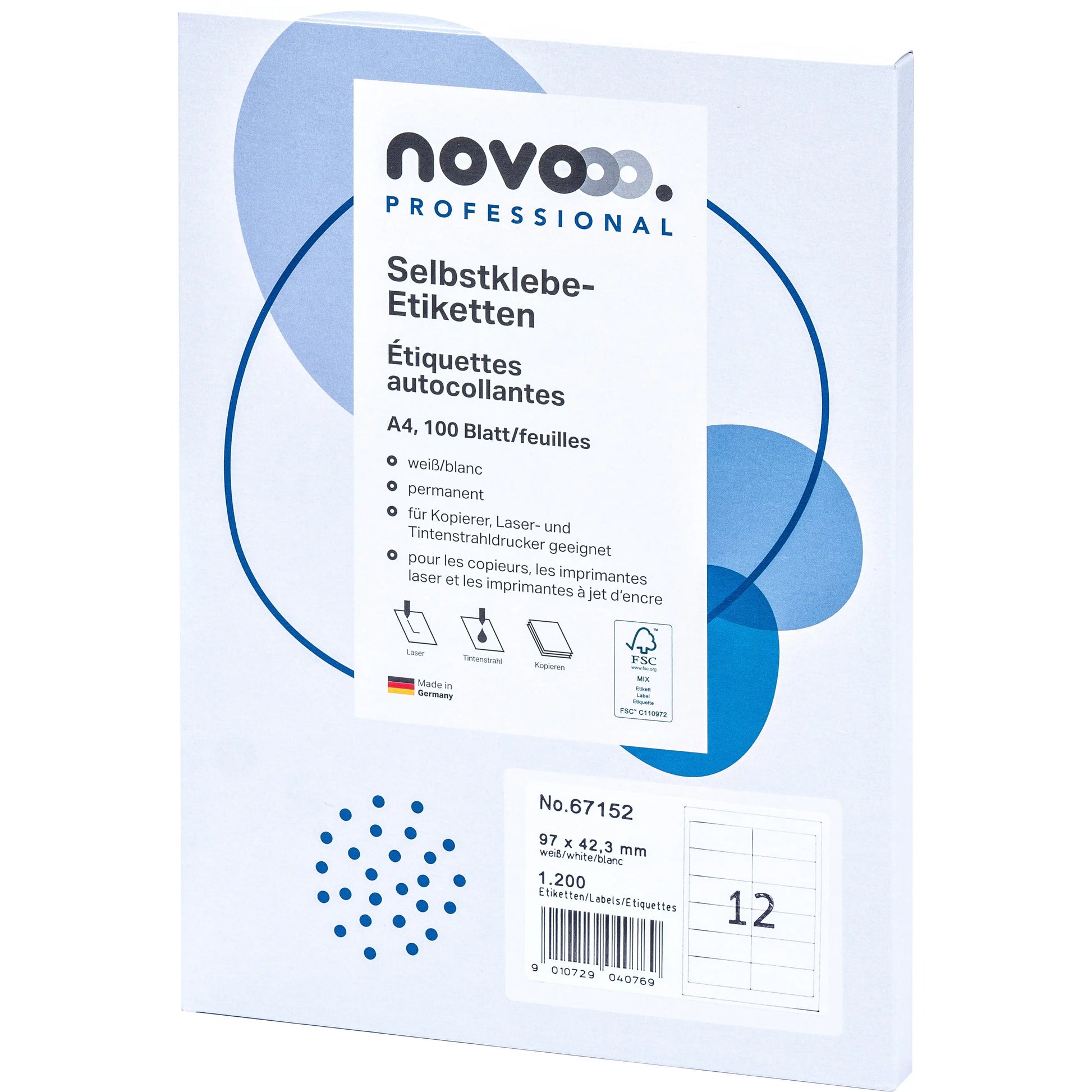 NOVOOO Etiketten 97x42.3mm 67152 weiss 1200 Stück Idealshop