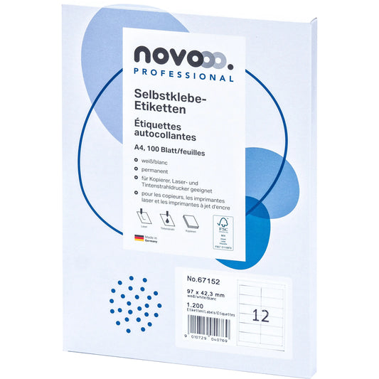 NOVOOO Etiketten 97x42.3mm 67152 weiss 1200 Stück Idealshop