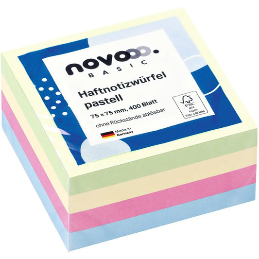 NOVOOO Haftnotizen pastell 75x75mm 311717 assortiert 4x100 Blatt Idealshop