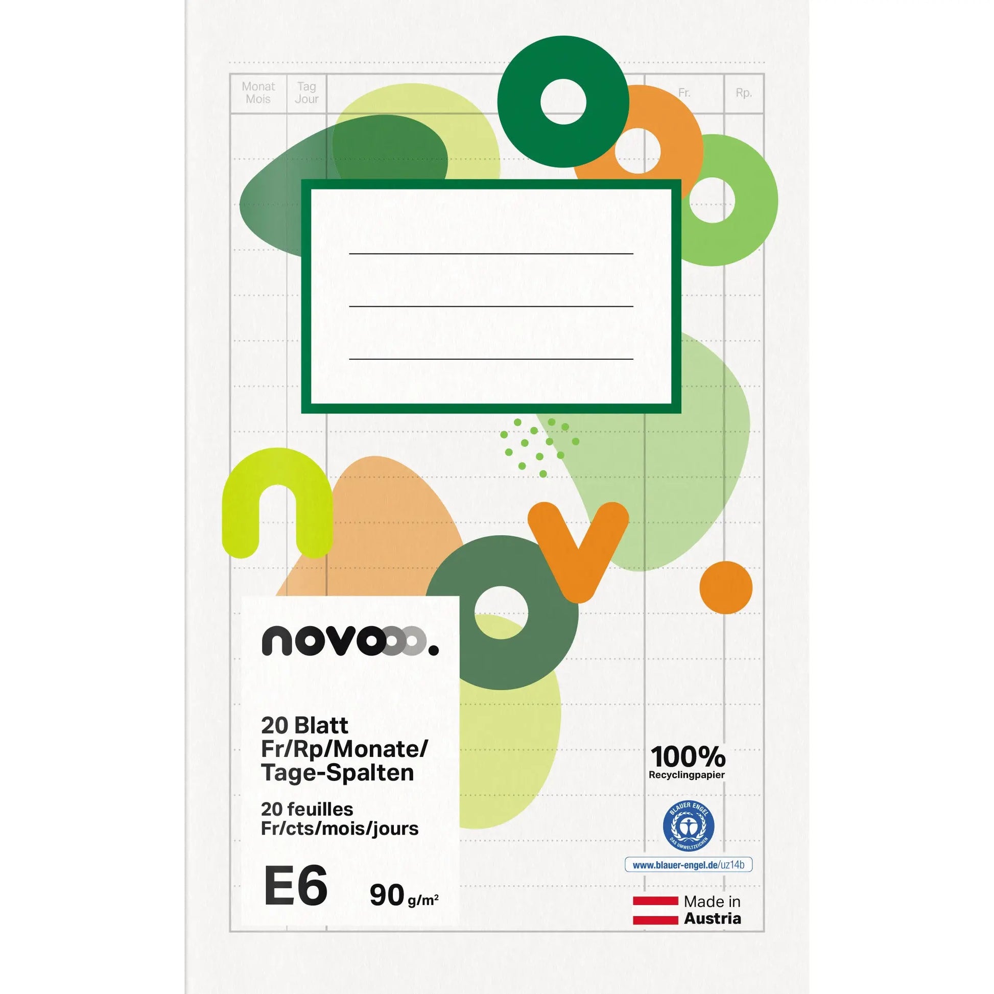 NOVOOO Heft E6 729767 Fr/Rp/Monate/Tage-Spalten 90g Idealshop