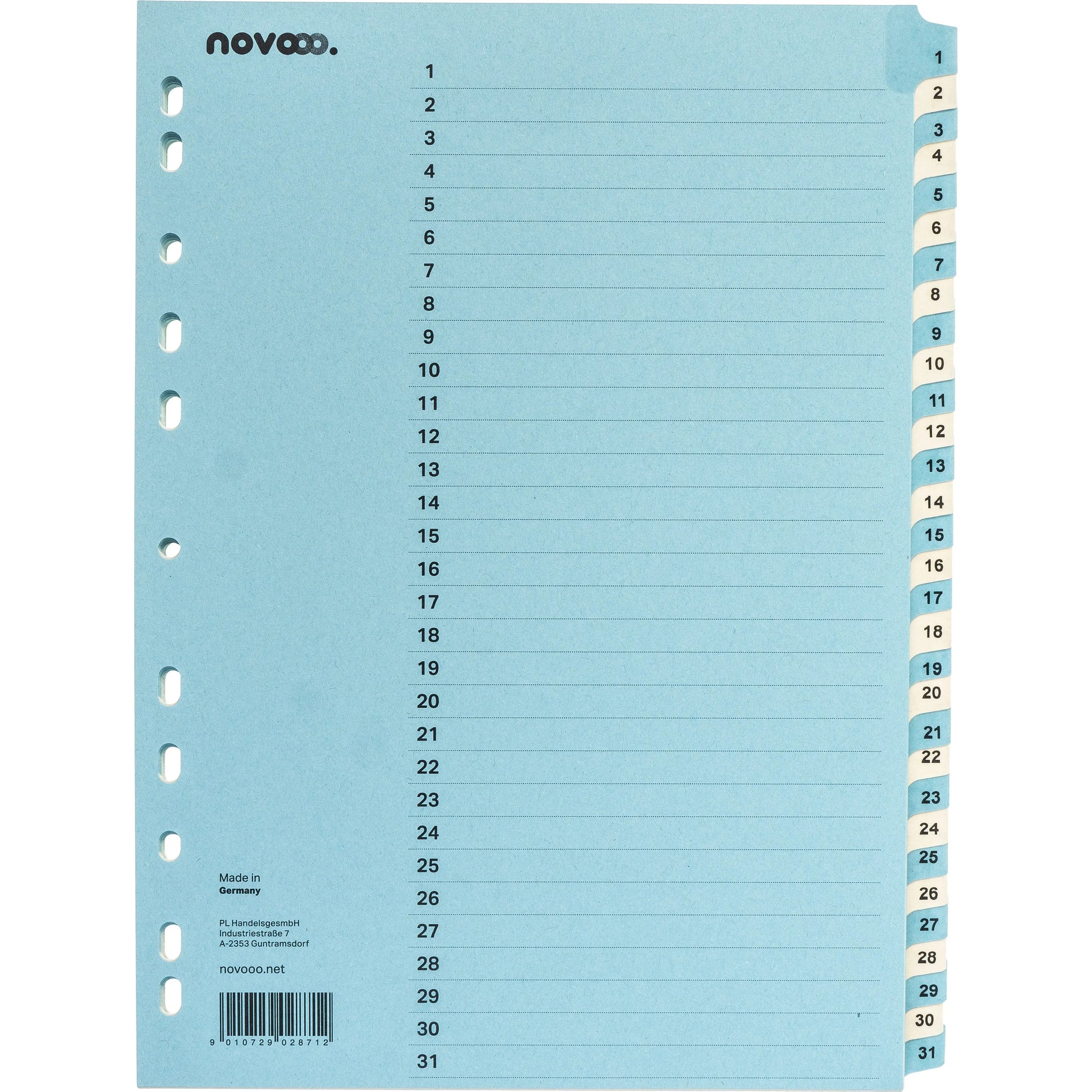 NOVOOO Kartonregister A4 40553 blau/beige 1-31 Idealshop