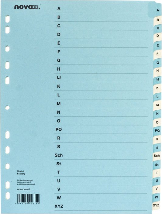 NOVOOO Kartonregister A4 40572 blau/beige A-Z 24-teilig Idealshop