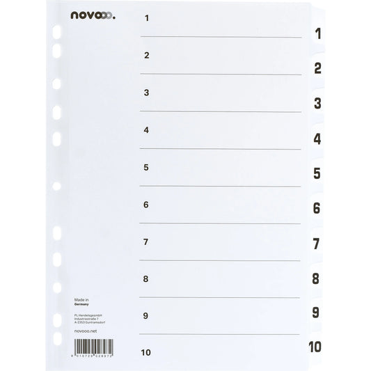 NOVOOO Kartonregister A4 40621 weiss 1-10 Idealshop