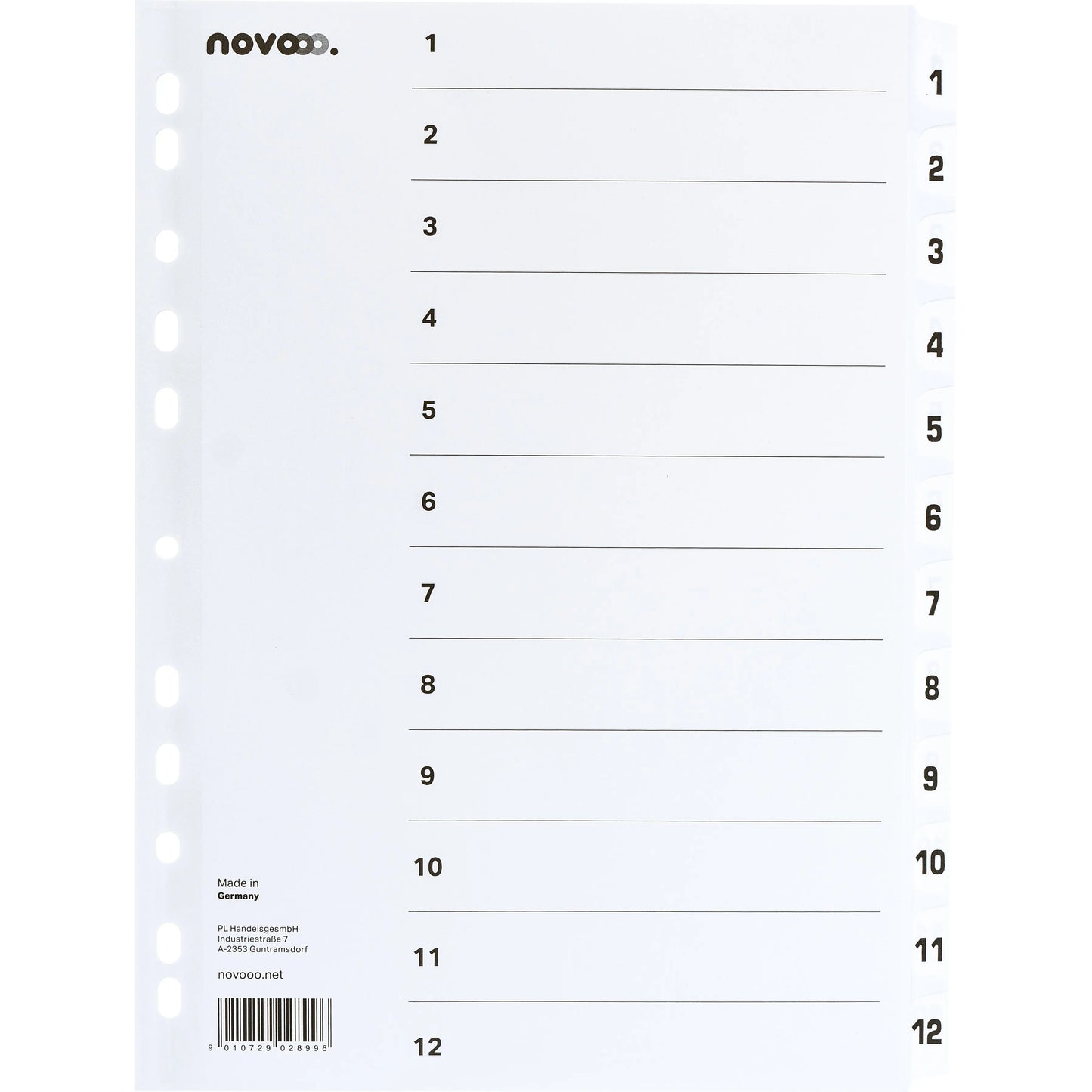 NOVOOO Kartonregister A4 40622 weiss 1-12 Idealshop