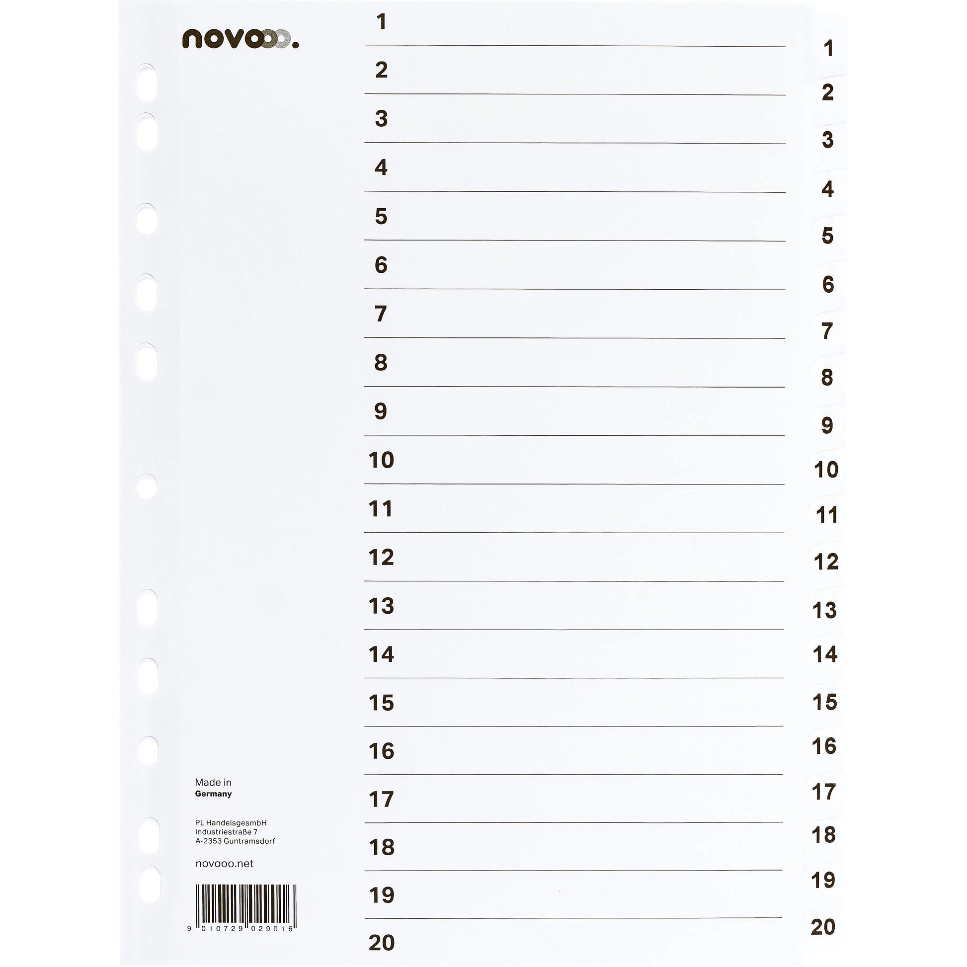 NOVOOO Kartonregister A4 40623 weiss 1-20 Idealshop