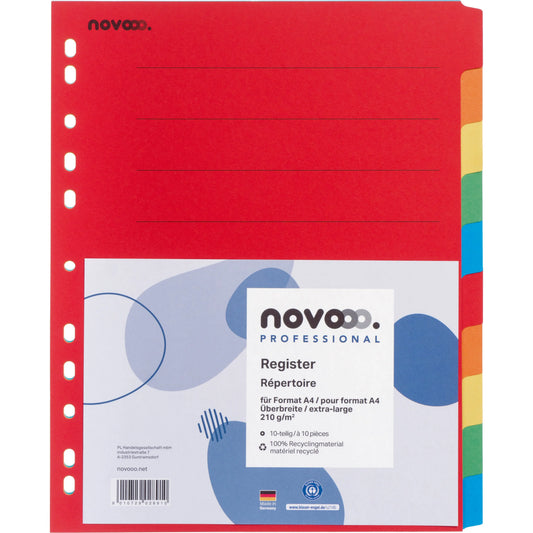 NOVOOO Kartonregister A4+ 40641 intensiv 10-teilig Idealshop