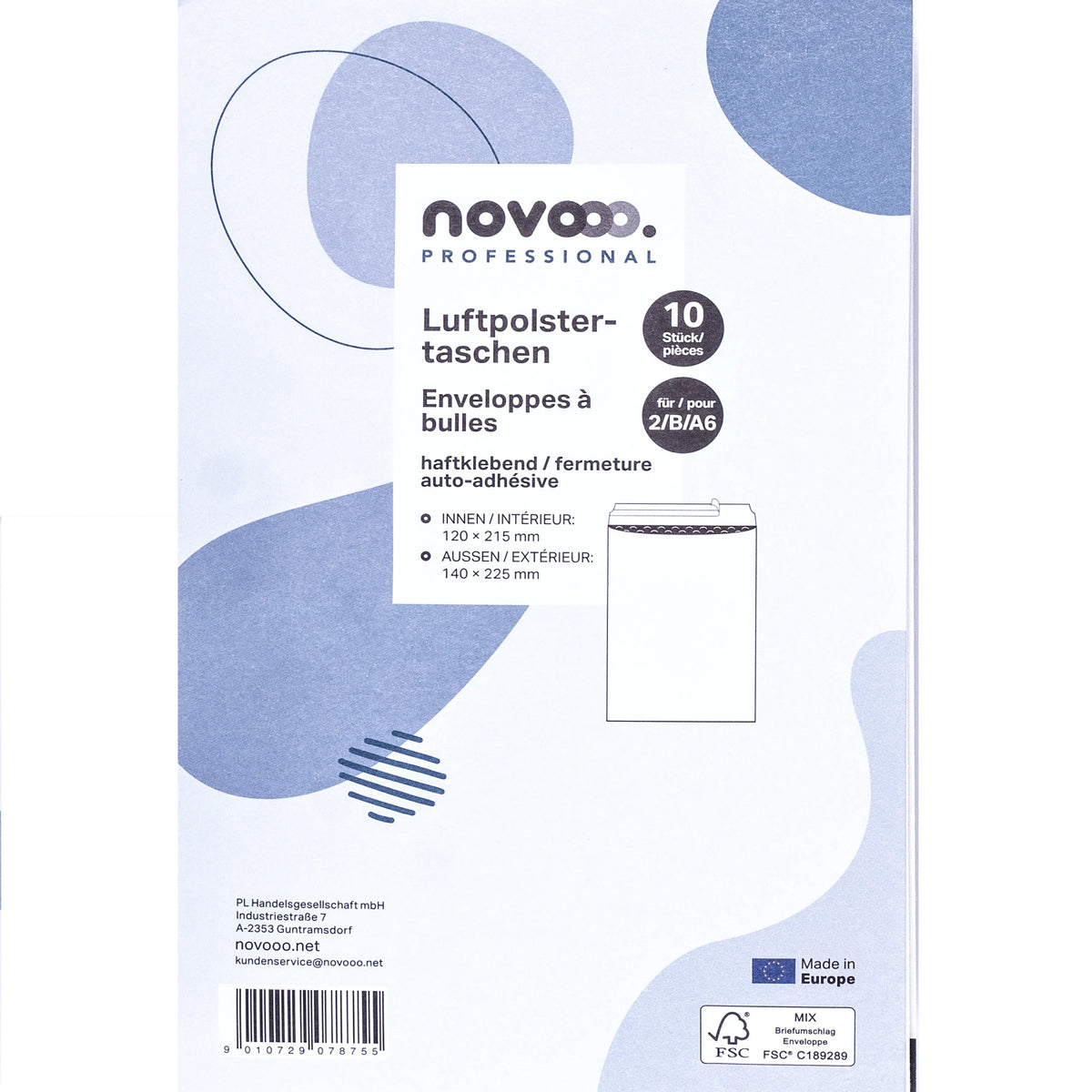 NOVOOO Luftpolstertasche Gr.2 E-1712144 weiss, 140x225mm 10 Stück Idealshop