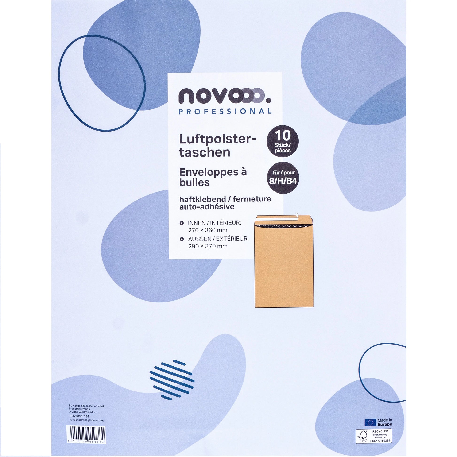 NOVOOO Luftpolstertasche Recycle Gr.8 E-1712130 braun, 290x370mm 10 Stück Idealshop