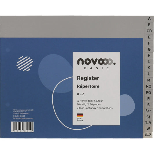 NOVOOO Register PP 1/2 Höhe 40962 grau A-Z 20tlg. Idealshop