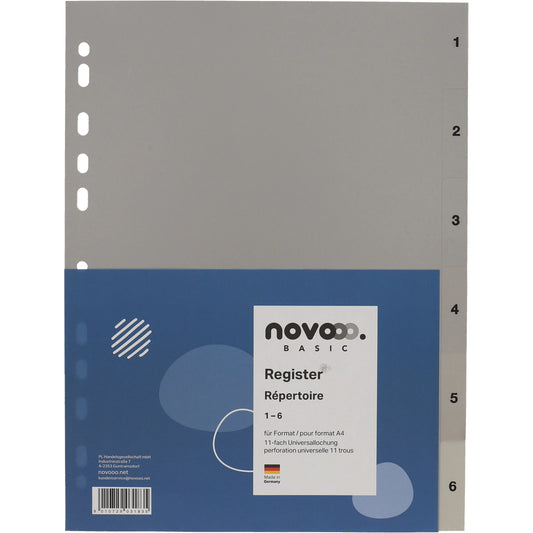 NOVOOO Register PP A4 40933 grau 1-6 Idealshop
