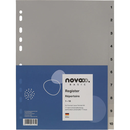 NOVOOO Register PP A4 40935 grau 1-10 Idealshop