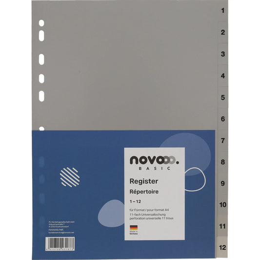 NOVOOO Register PP A4 40937 grau 1-12 Idealshop