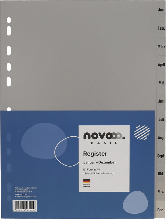 NOVOOO Register PP A4 40948 grau Jan-Dez DE Idealshop
