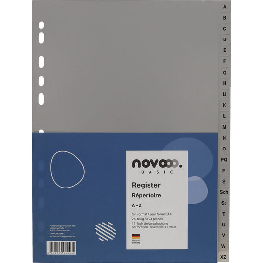 NOVOOO Register PP A4 40956 grau A-Z 24tlg. Idealshop
