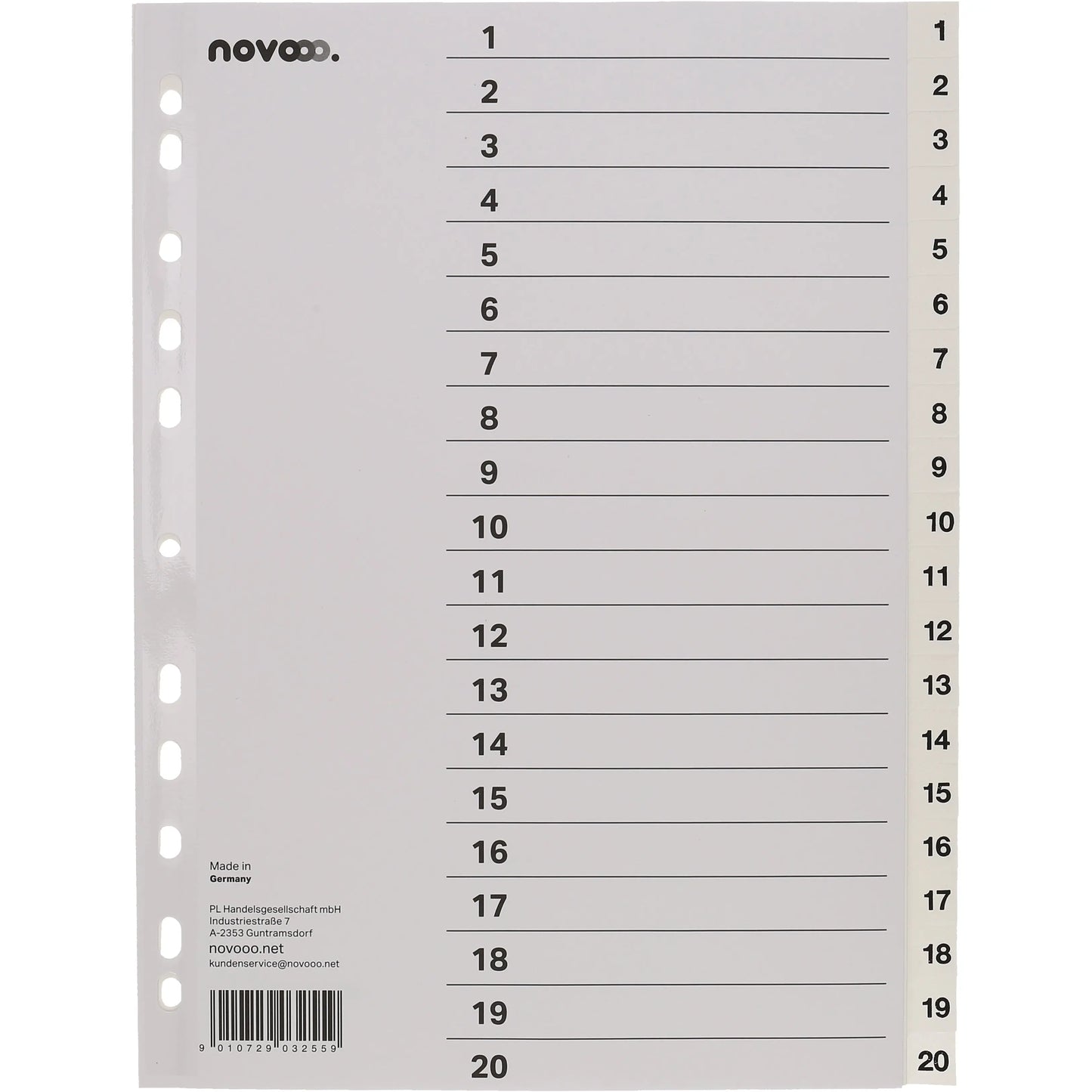 NOVOOO Register PP A4 40999 weiss 1-20 Idealshop