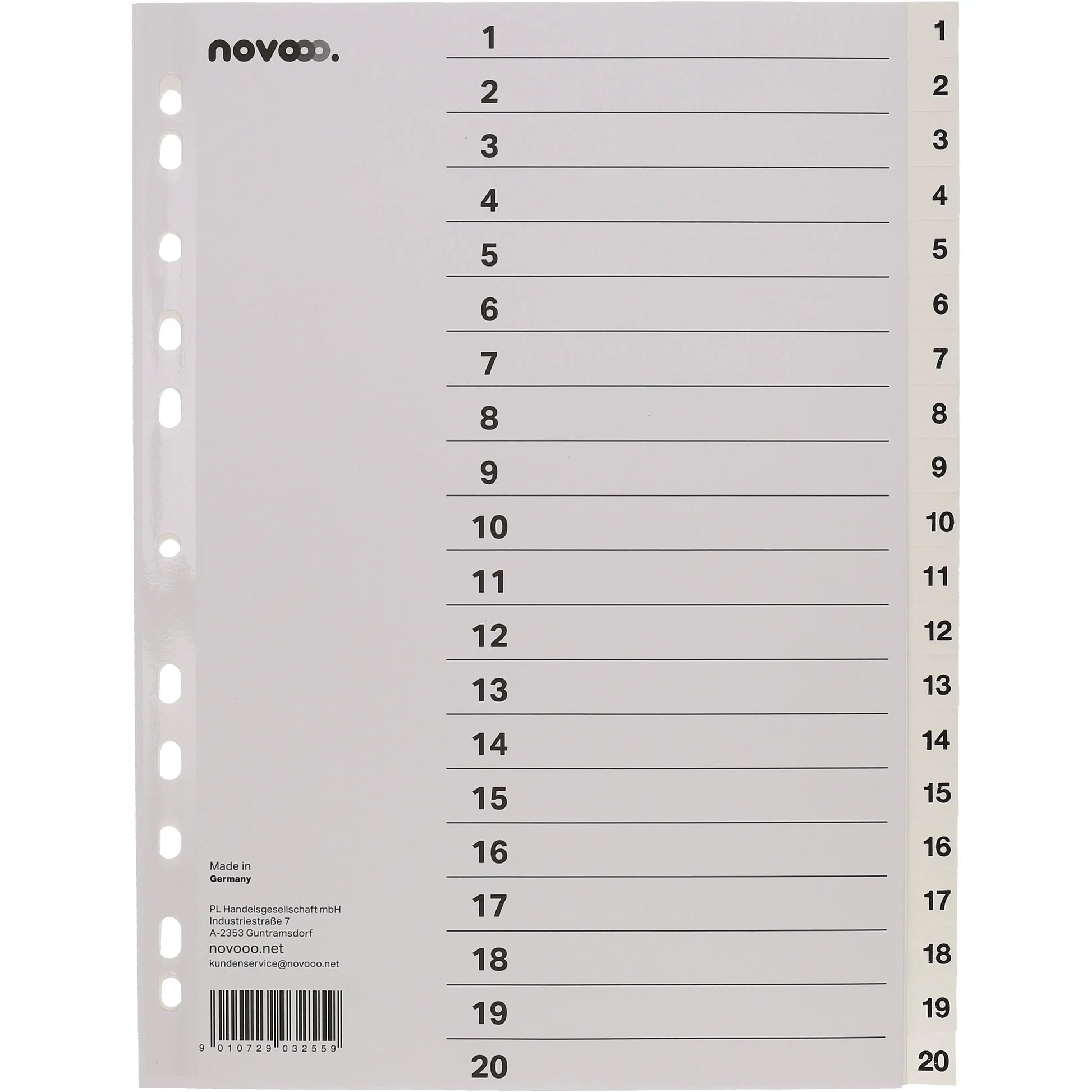 NOVOOO Register PP A4 40999 weiss 1-20 Idealshop