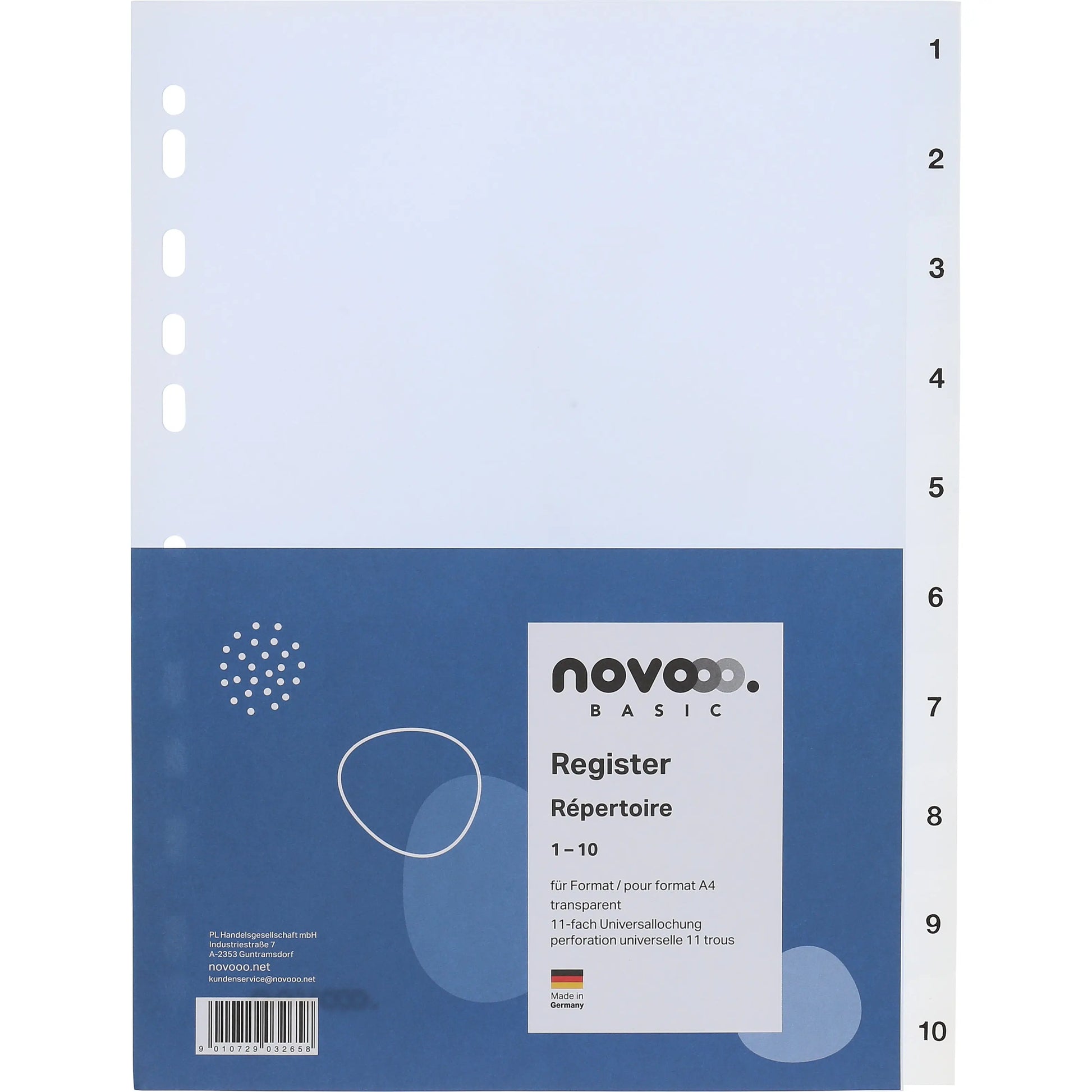 NOVOOO Register PP A4 41004 transparent 1-10 Idealshop