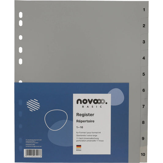 NOVOOO Register PP A4+ 40960 grau 1-10 Idealshop