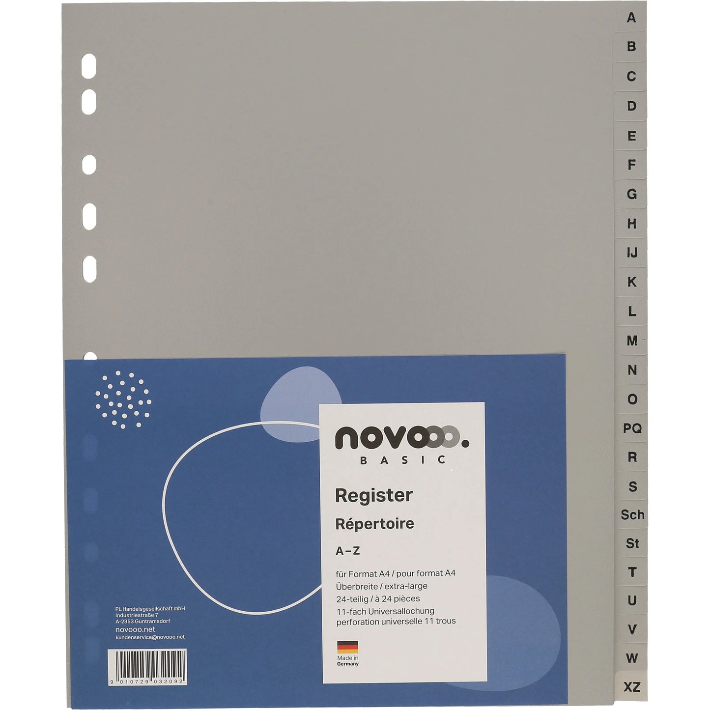 NOVOOO Register PP A4+ 40961 grau A-Z 24-teilig Idealshop