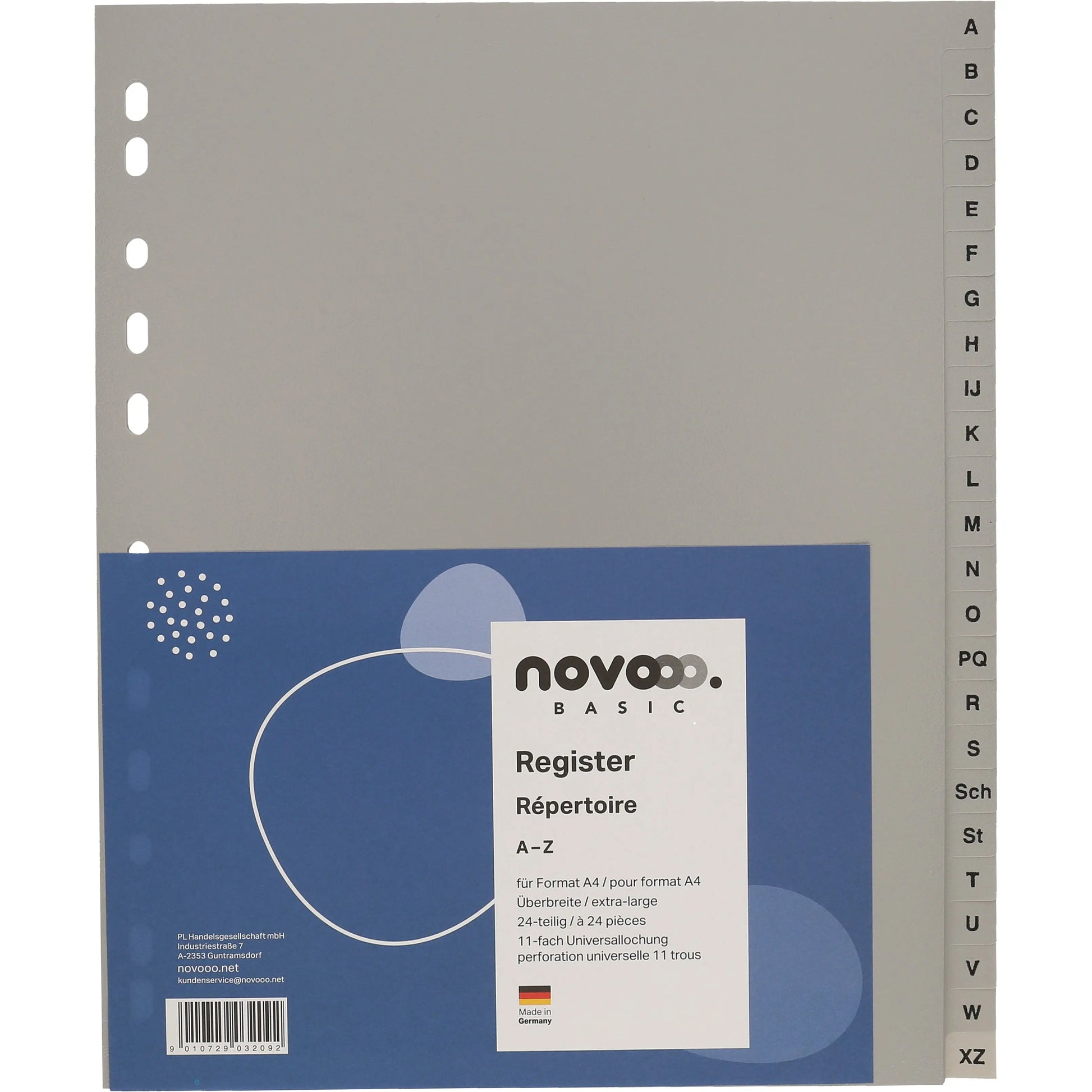 NOVOOO Register PP A4+ 40961 grau A-Z 24-teilig Idealshop