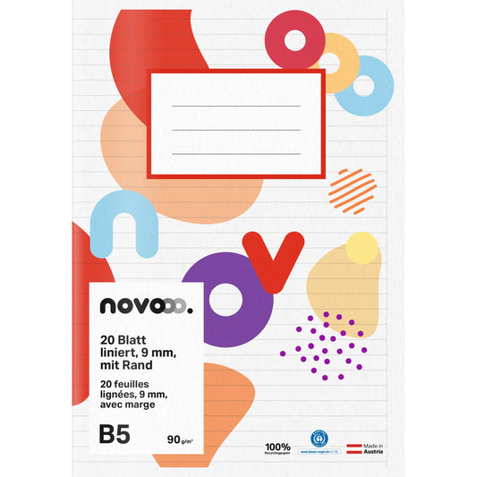 NOVOOO Schulheft B5 729773 9mm liniert mit Rand 90g Idealshop