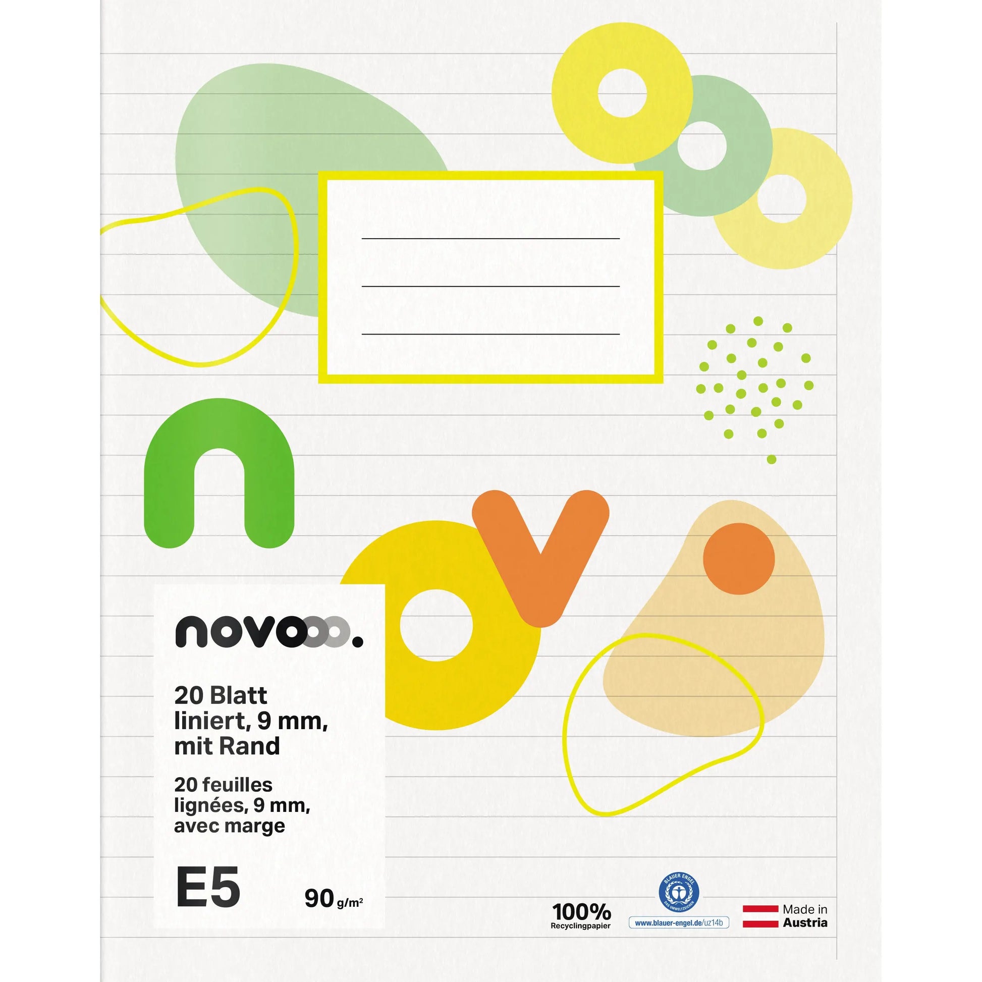 NOVOOO Schulheft E5 729764 9mm liniert mit Rand 90g Idealshop