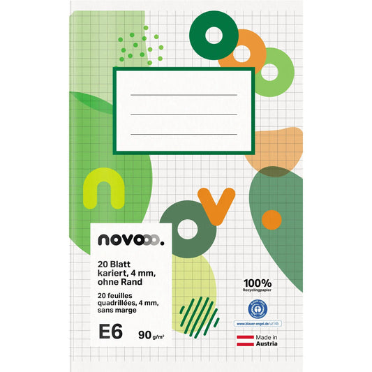 NOVOOO Schulheft E6 729768 4mm kariert ohne Rand 90g Idealshop