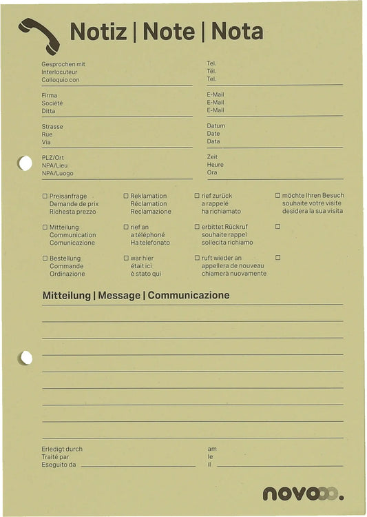 NOVOOO Telefonblock A5 694725 gelb, 65g, 80 Blatt 5 Stück Idealshop