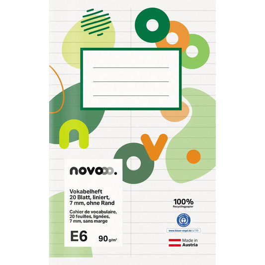 NOVOOO Vokabelheft E6 729770 7mm liniert ohne Rand 90g Idealshop