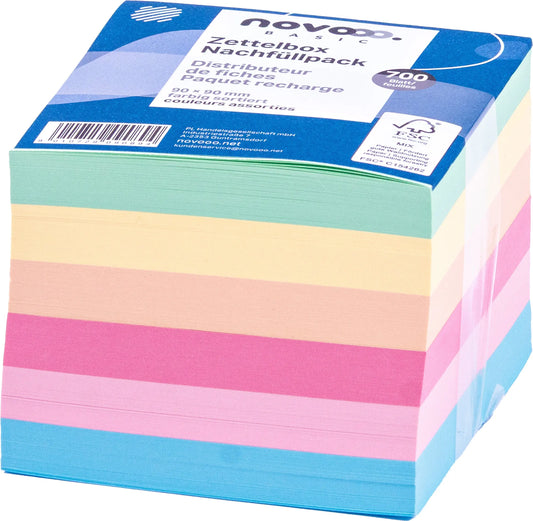 NOVOOO Zettelbox Papier 90x90mm 731145 farbig ass. 80g 700 Blatt Idealshop