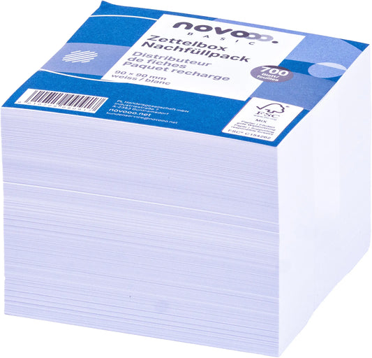 NOVOOO Zettelbox Papier 90x90mm 731146 weiss, 80g 700 Blatt Idealshop