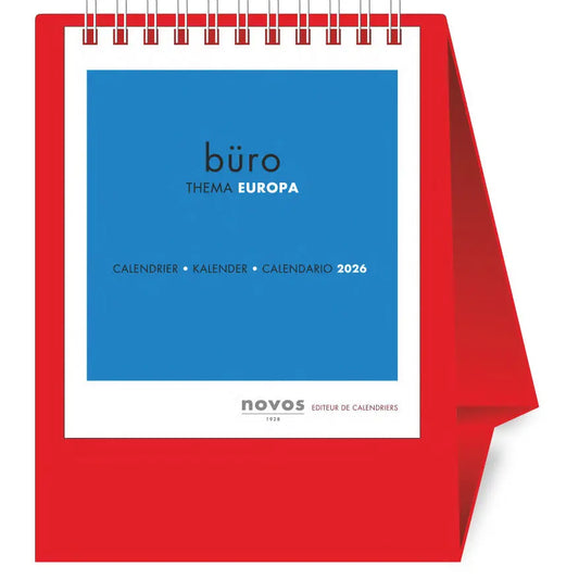 NOVOS Tischkalender Europa 2026 500015 1M/1S rot ML 11.5x14cm Idealshop