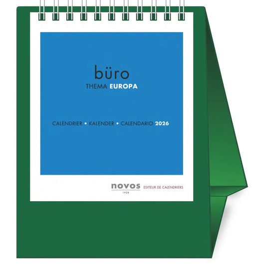 NOVOS Tischkalender Europa 2026 500084 1M/1S dunkelgrün ML 11.5x14cm Idealshop