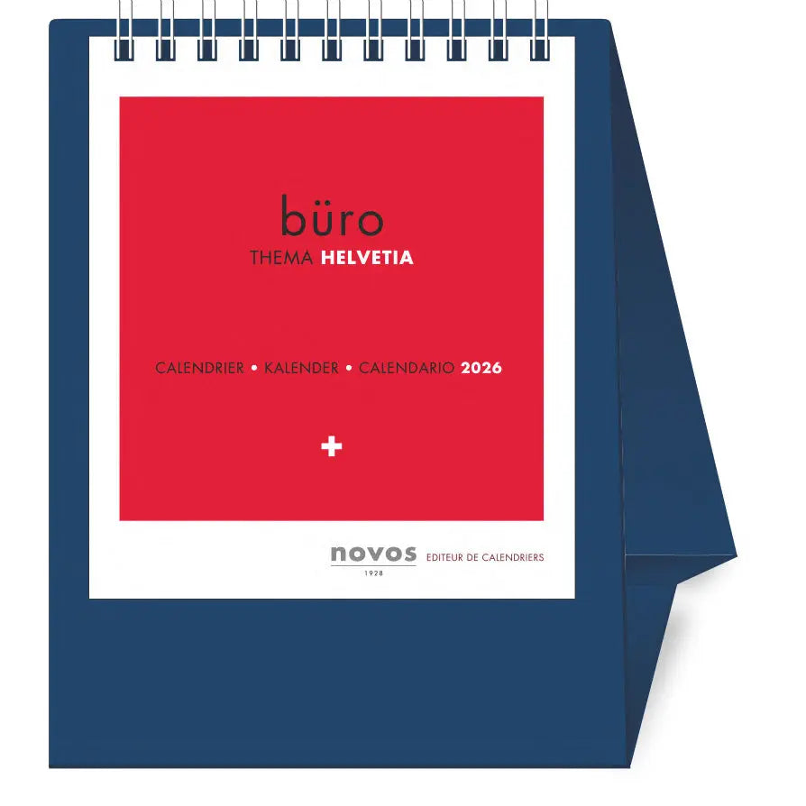 NOVOS Tischkalender Helvetia 2026 501043 1M/1S dunkelblau ML 11.5x14cm Idealshop